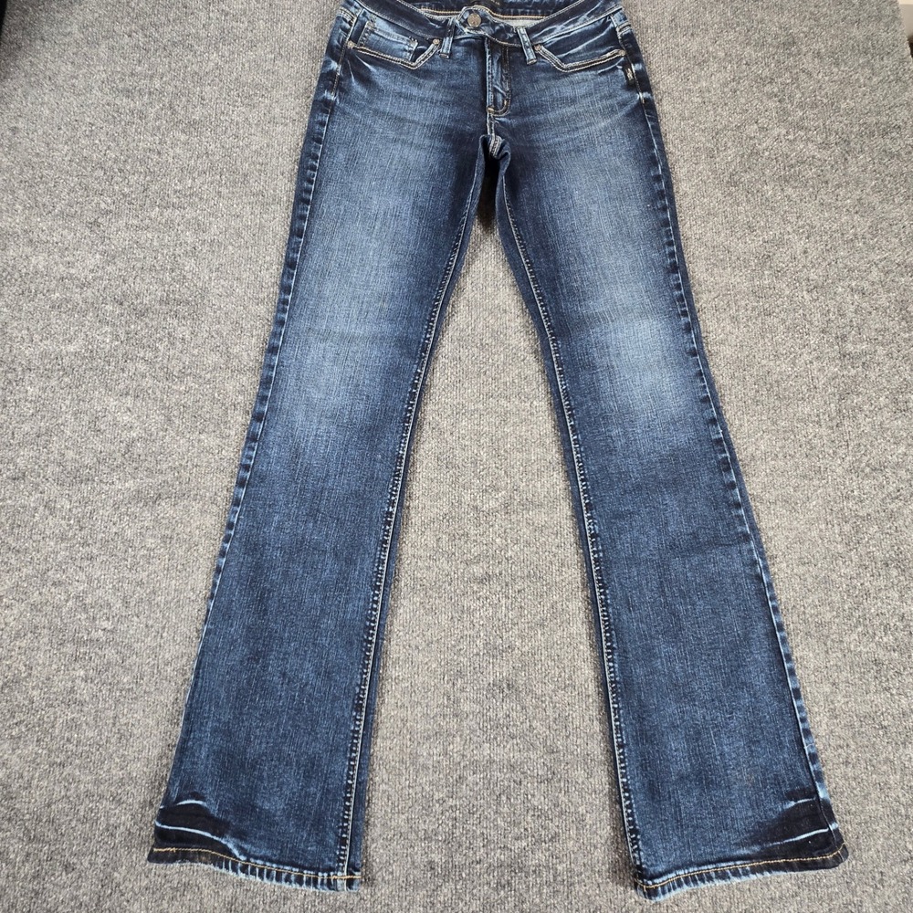 Silver Jeans Tuesday Slim Boot Women W27 L33 Blue Y2K Low Rise Dark Wash - Picture 2 of 16